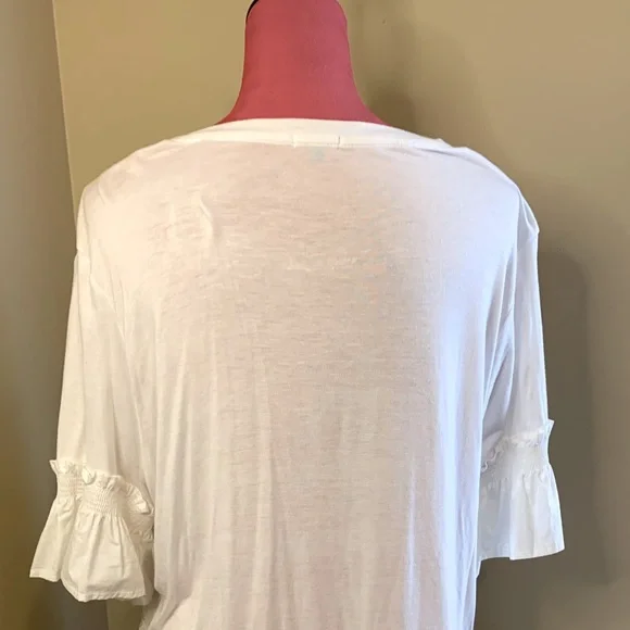 PLUS WHITE LACE RUFFLE SLEEVE BLOUSE - Picture 5 of 7